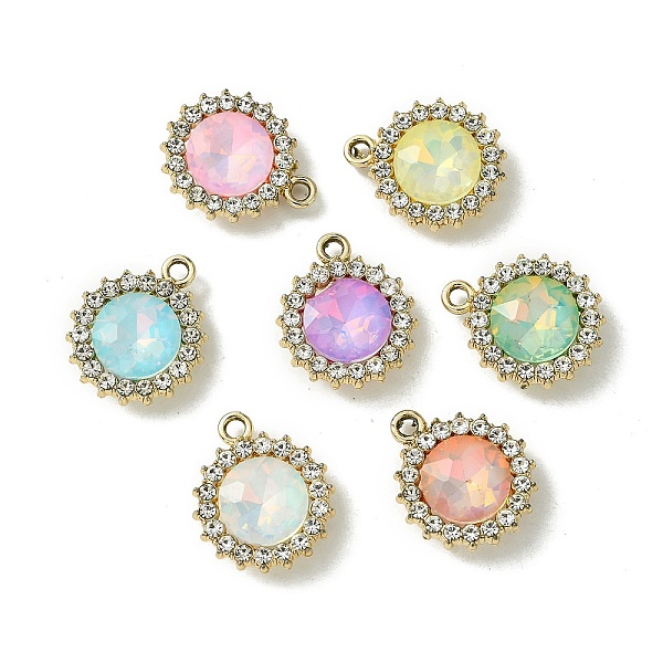 

PandaHall UV Plating Alloy with Mixed Color Glass Rhinestone Pendants, Flat Round, Golden, 19x16x5mm, Hole: 2mm Alloy+Rhinestone Flat Round..., Multicolor