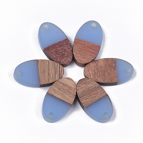 

PandaHall Resin & Walnut Wood Pendants, Oval, Cornflower Blue, 20x11x3.5mm, Hole: 1.8mm Resin+Wood Oval Blue