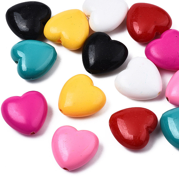 

PandaHall Opaque Acrylic Beads, Heart, Mixed Color, 17x18x8.5mm, Hole: 1.6mm Acrylic Heart Multicolor