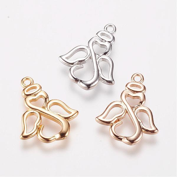 

PandaHall Brass Pendants, Angel, Mixed Color, 16x14x2mm, Hole: 1mm Brass Angel & Fairy Multicolor