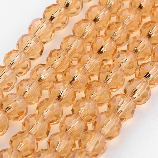 

PandaHall Transparent Glass Bead Strands, Imitate Austrian Crystal, Faceted(32 Facets), Round, BurlyWood, 8mm, Hole: 1mm, about..., Orange