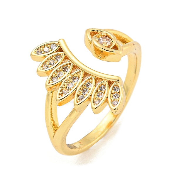 

PandaHall Eye Brass Micro Pave Clear Cubic Zirconia Open Cuff Rings for Women, Real 16K Gold Plated, Inner Diameter: 17mm Brass+Cubic...