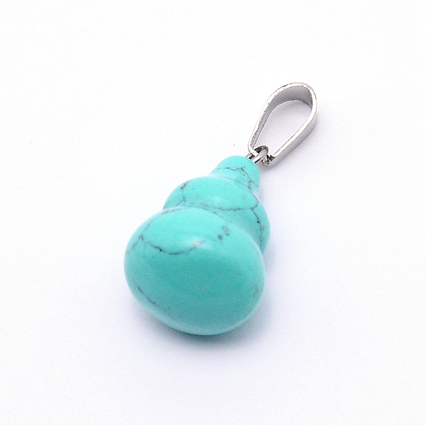 

PandaHall Synthetic Turquoise Pendants, with Platinum Plated Brass Bails, Gourd, 22.5x13mm, Hole: 4x7.5mm Synthetic Turquoise Vegetables