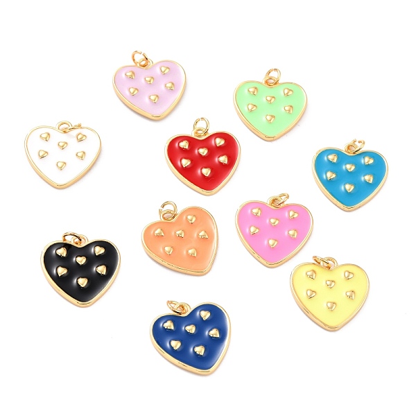 

PandaHall Real 18K Gold Plated Brass Pendants, with Enamel, Long-Lasting Plated, Heart, Mixed Color, 20x19x2.5mm, Jump Ring: 5x1mm, 3mm..., Multicolor