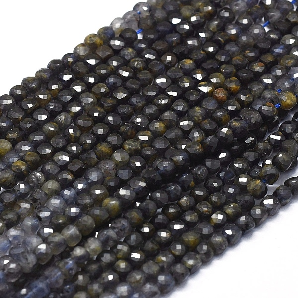 

PandaHall Natural Iolite Beads Strands, with Gold Point, Gradient Style, Square, Faceted, 4x4x4mm, Hole: 0.7mm, about 80pcs/Strand, 15.55...
