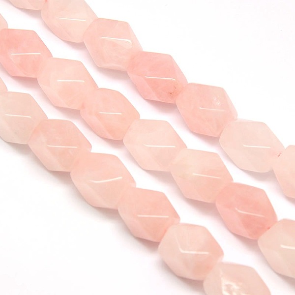 

PandaHall Natural Rose Quartz Faceted Rhombus Beads Strands, 18x13x12mm, Hole: 1mm, about 22pcs/strand, 15.74 inch Rose Quartz Rhombus