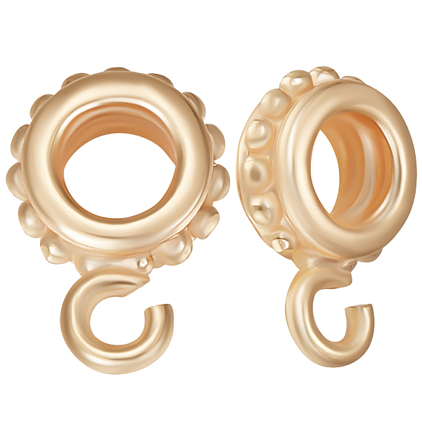 

PandaHall Beebeecraft 1 Box 10Pcs Ring Bail Beads 18K Gold Plated Brass Round Hollow Hanger Connector with Open Loops for Jewelry Making...