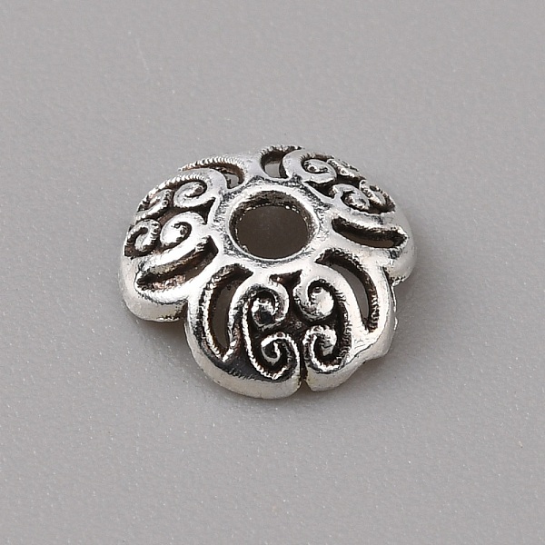 

PandaHall Tibetan Style Alloy Bead Caps, 3-Petal, Flower, Antique Silver, 8x2mm, Hole: 1.8mm Alloy