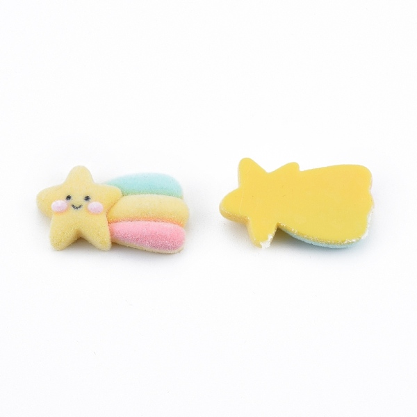 

PandaHall Opaque Resin Cabochons, Flocky Star with Rainbow, Colorful, 19x27.5x6mm Resin Star