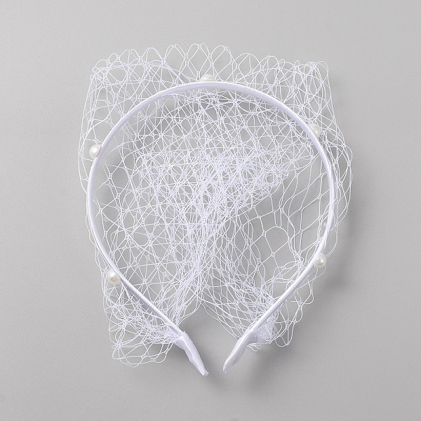 

PandaHall Bridal Pearl Mesh Veil Cloth Hair Bands, Hair Accessories for Women, White, Inner Diameter: 128x110mm Cloth White