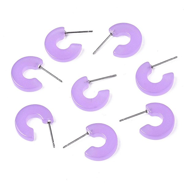 

PandaHall Transparent Cellulose Acetate(Resin) Half Hoop Earrings, Stud Earrings, with 304 Stainless Steel Pins, Letter C, Medium Purple...