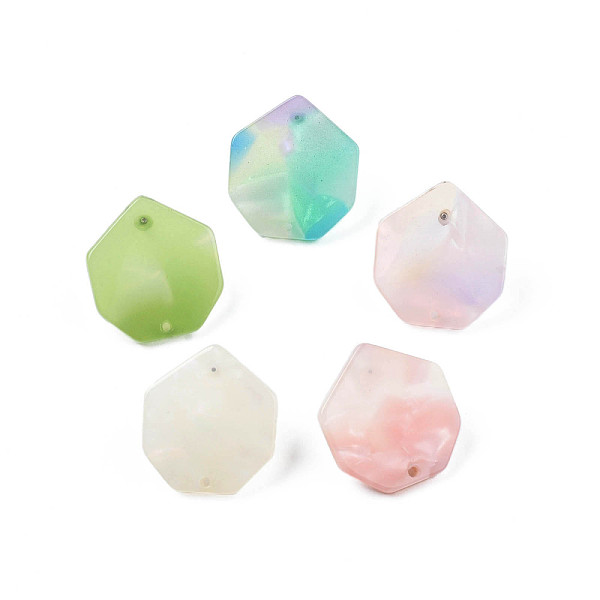 

PandaHall Cellulose Acetate(Resin) Stud Earring Findings, with 316 Stainless Steel Pins and Hole, Heptagon, Mixed Color, 22x20mm, Hole..., Multicolor