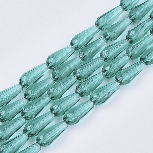 

PandaHall Transparent Glass Beads Strands, Faceted, Teardrop, Light Sea Green, 9~10x4mm, Hole: 1mm, about 72pcs/Strand, 26.38~27.17 inch...