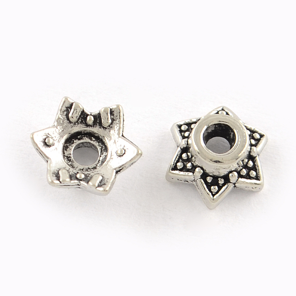 

PandaHall 6-Petal Tibetan Style Alloy Bead Caps, Cadmium Free & Lead Free, Flower, Antique Silver, 6x7x3mm, Hole: 2mm, about 4545pcs/1000g...