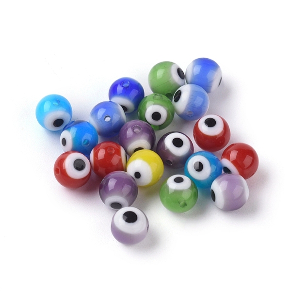 

PandaHall Handmade Evil Eye Lampwork Round Beads, Mixed Color, 8mm, Hole: 1mm Lampwork Evil Eye Multicolor