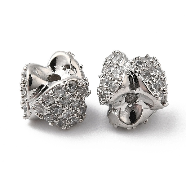 

PandaHall Brass Micro Pave Cubic Zirconia Spacer Beads, Heart, Real Platinum Plated, 6.5x5.5mm, Hole: 1mm Brass+Cubic Zirconia Heart Clear