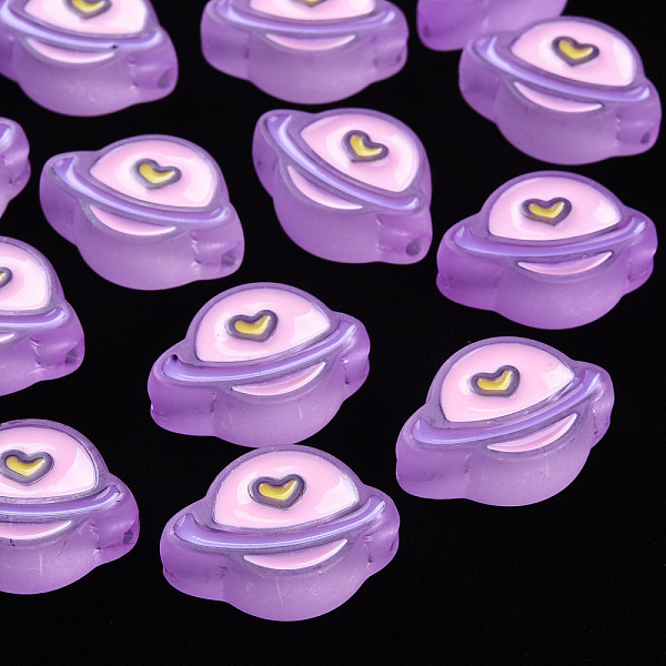 

PandaHall Transparent Acrylic Beads, with Enamel, Frosted, Planet, Medium Orchid, 19x26x9mm, Hole: 3mm Acrylic Planet Purple