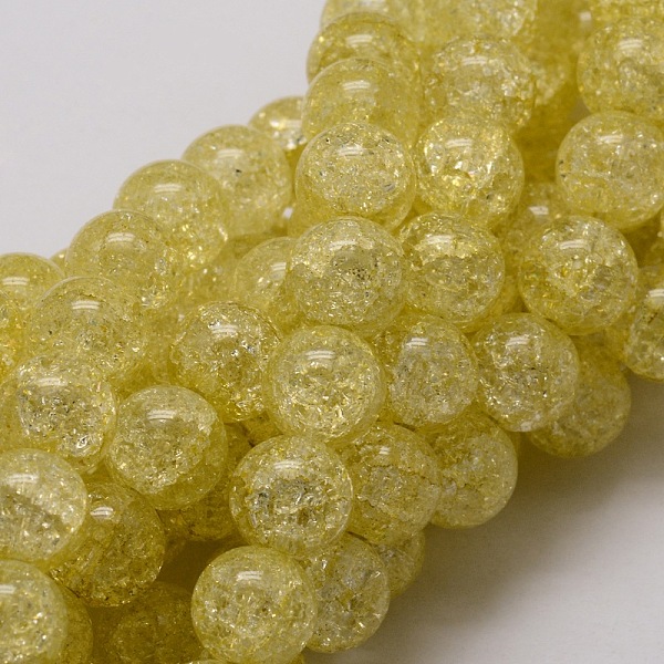 

PandaHall Crackle Glass Round Beads Strands, Yellow, 4mm, Hole: 1mm, about 90pcs/strand, 15.7 inch Glass Round Yellow