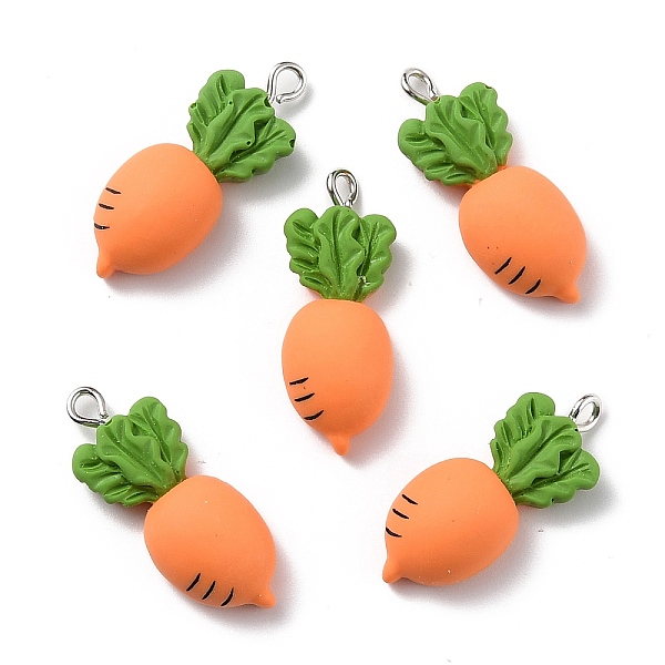 

PandaHall Resin Pendants, with Platinum Iron Peg Bail, Carrot, Orange, 30x12x8.5mm, Hole: 2mm Resin Vegetables Orange