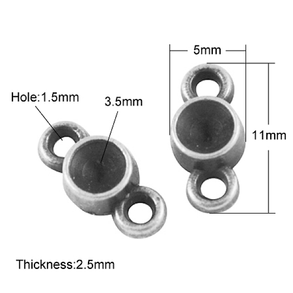 

PandaHall Alloy Cabochon Connector Settings, Cadmium Free & Nickel Free & Lead Free, Antique Silver, 12.5x5x2.5mm, Hole: 1.5mm, Fit for...