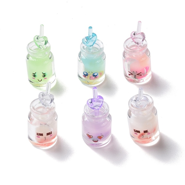 

PandaHall Luminous Transparent Resin Pendants, Drink Bottle Charms with Face, Glow in Dark, Mixed Color, 34x15x15mm, Hole: 1.5mm Resin..., Multicolor