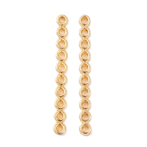 

PandaHall Brass Multi-Strand Links, 10-Hole, Oval, Real 18K Gold Plated, 44.5x4.5x2.5mm, Hole: 2mm Brass Oval