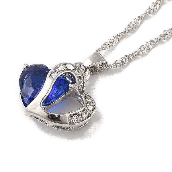 

PandaHall Resin Heart Pendant Necklace with Singapore Chains, Platinum Zinc Alloy Jewelry for Women, Blue, 9.06 inch(23cm) Resin Blue