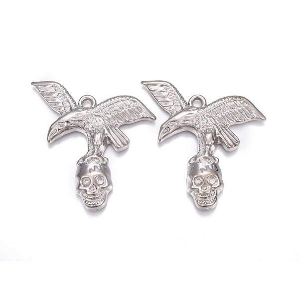 

PandaHall CCB Plastic Pendants, Eagle & Skull, Platinum, 55x52x7mm, Hole: 3mm Plastic Skull