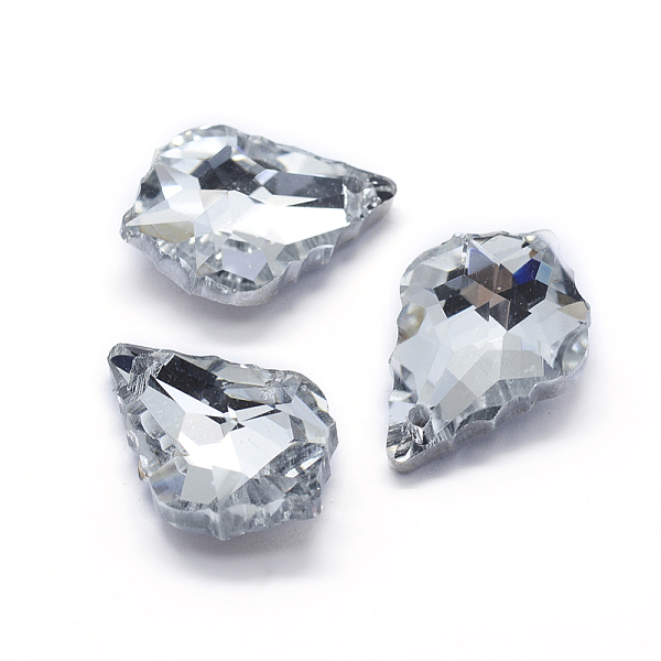 

PandaHall Faceted Glass Pendants, Back Plated, Leaf, Silver, 22x15.5x8.5mm, Hole: 1mm Glass Leaf Silver