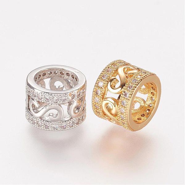 

PandaHall Brass Micro Pave Cubic Zirconia Beads, Large Hole Beads, Column, Hollow, Mixed Color, 10x7mm, Hole: 7mm Brass+Cubic Zirconia...