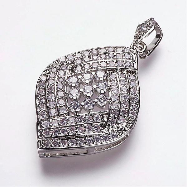 

PandaHall Brass Micro Pave Cubic Zirconia Pendants, Long-Lasting Plated, Rhombus, Platinum, 43x28x11mm, Hole: 4x6mm Brass+Cubic Zirconia...