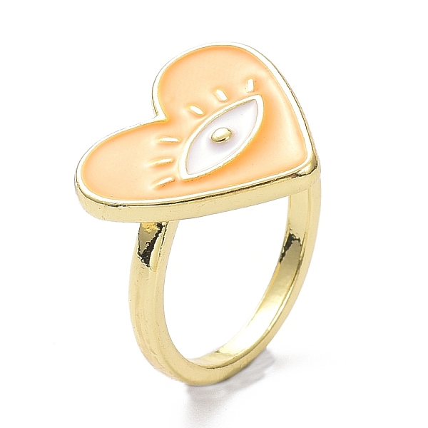 

PandaHall Alloy Enamel Finger Rings, Heart with Evil Eye, Light Gold, Orange, 2mm, US Size 7 1/4(17.5mm) Alloy Evil Eye Orange