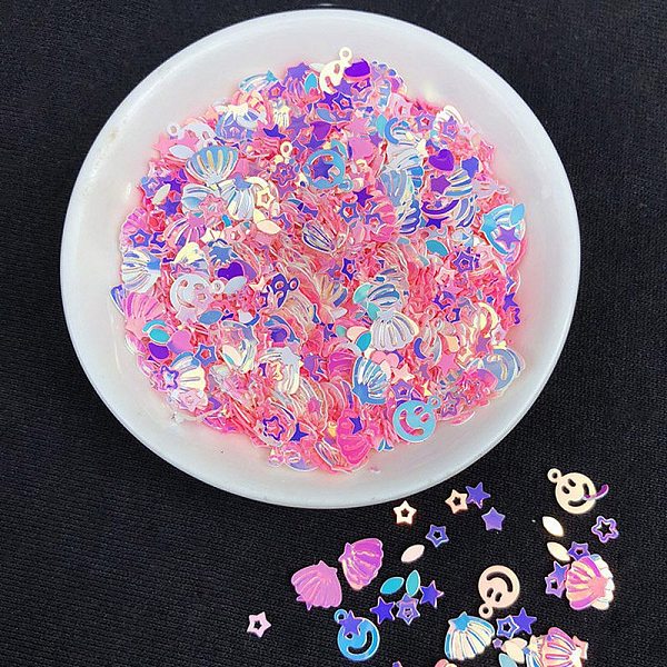 

PandaHall Heart/Star/Moon/Shell PVC Nail Art Glitter Sequins Chip, UV Resin Filler, for Epoxy Resin Slime Jewelry Making, Hot Pink, Package...