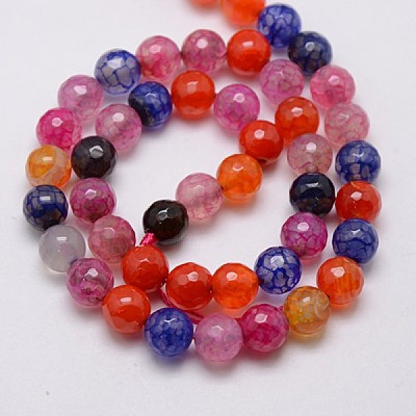

PandaHall Natural Dragon Veins Agate Beads Strands, Faceted, Dyed, Round, Mixed Color, 8mm, Hole: 1mm Dragon Veins Agate Round Multicolor