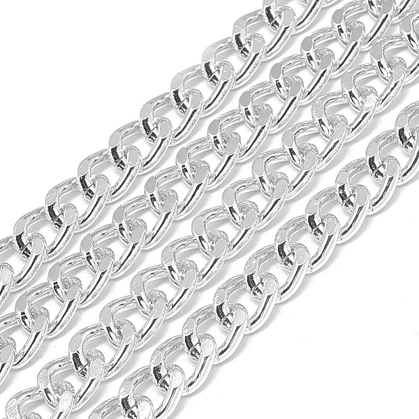 

PandaHall Unwelded Aluminum Curb Chains, Silver, 9x7x1.8mm Aluminum Silver