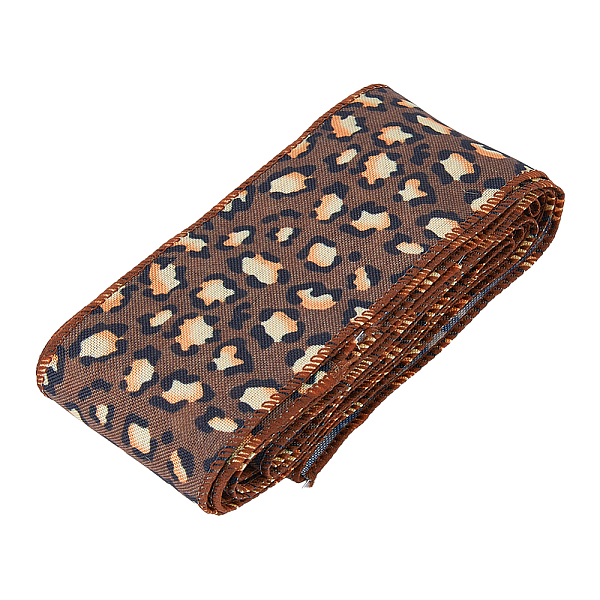 

PandaHall 2 Rolls 10mm Leopard Ribbon Coconut Brown Animal Print Ribbon Polyester Craft Wired Webbing Cheetah Spot Grosgrain Ribbon for..., Gold