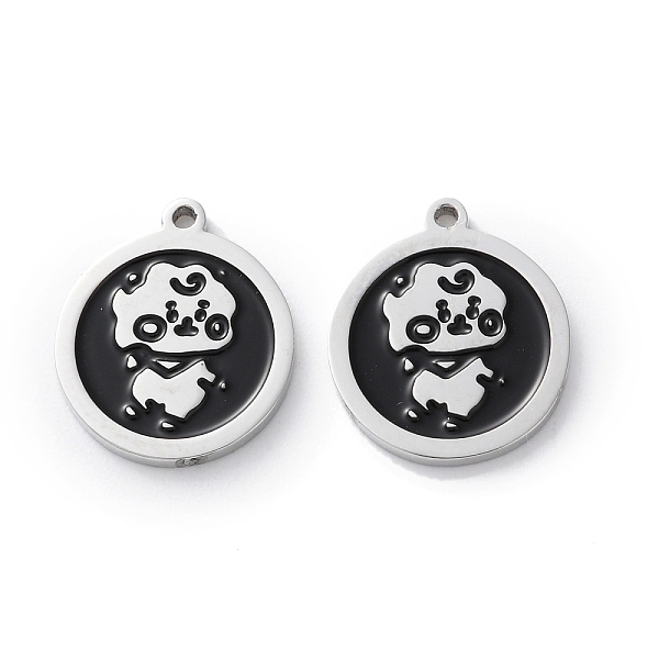 304 Stainless Steel Black Enamel Charms