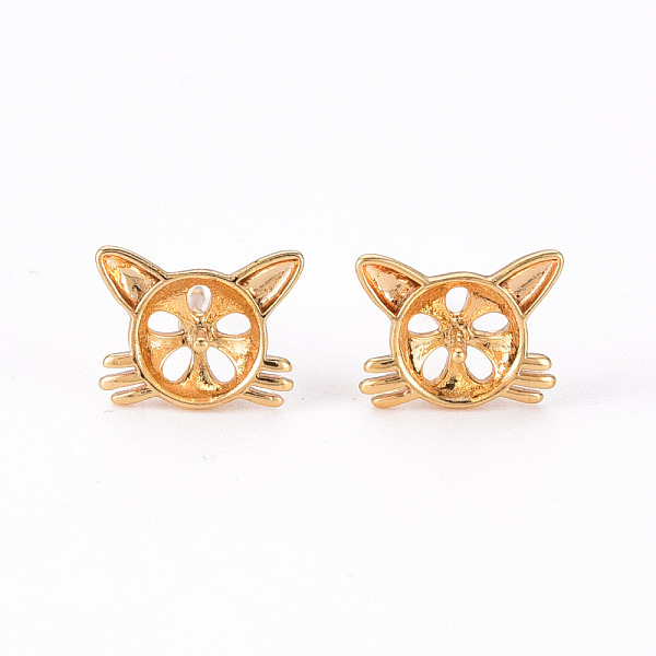 

PandaHall Brass Stud Earrings Findings, for Half Drilled Bead, Nickel Free, Cat, Real 18K Gold Plated, 8.5x10.5mm, Pin: 0.8mm, Pin: 0.8mm...