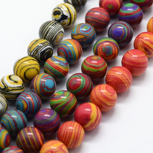 

PandaHall Synthetic Malachite Beads Strands, Dyed, Round, Mixed Color, 8mm, Hole: 1mm, about 46pcs/strand, 14.76 inch(37.5cm) Malachite..., Multicolor