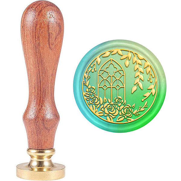 

PandaHall MAYJOYDIY Window Flower Wax Seal Stamp Garden Window Flower Seal Stamp Retro Wood Sealing Stamp 25mm Brass Head for Wedding...