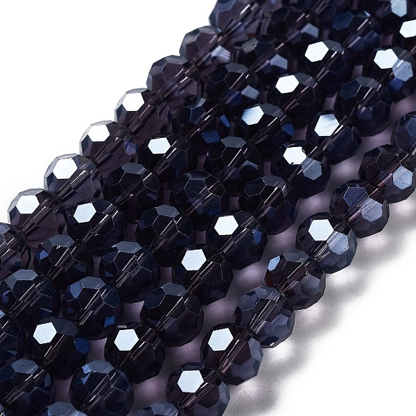 

PandaHall Electroplate Transparent Glass Beads Strands, Faceted(32 Facets), Round, Pearl Luster Plated, Indigo, 10mm, Hole: 1.2mm, about..., Purple