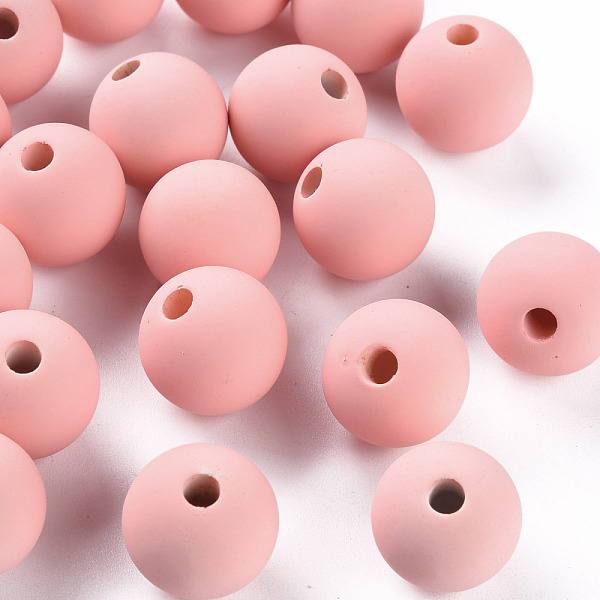 

PandaHall Acrylic Beads, Rubberized Style, Half Drilled, Round, Light Coral, 16mm, Hole: 3.5mm Acrylic Round