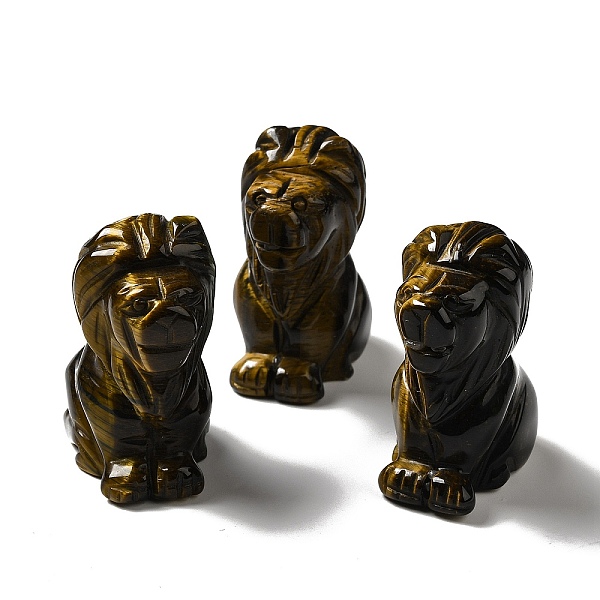 

PandaHall Natural Tiger Eye Home Display Decoration, 3D Lion, 43.5x27x53mm Tiger Eye Lion