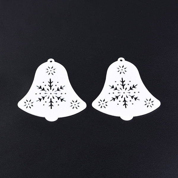 

PandaHall Christmas Theme Spray Painted Wood Big Pendants, Christmas Bell Charm with Hollow Snowflake, White, 66x64.5x2mm, Hole: 3mm Wood...