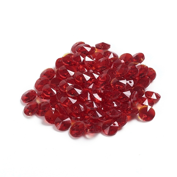 

PandaHall Glass Charms, Faceted, Cone, Red, 8x4mm, Hole: 1~1.2mm Glass Cone Red