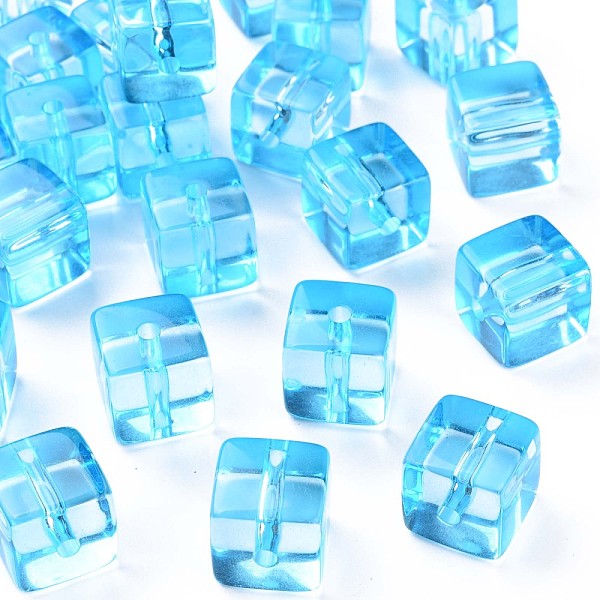 

PandaHall Transparent Acrylic Beads, Square, Deep Sky Blue, 16.5x16x16mm, Hole: 3mm, about 116pcs/500g Acrylic Square