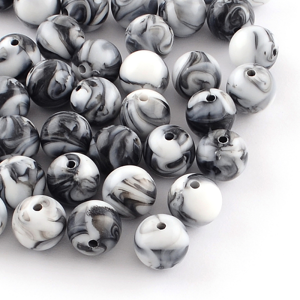 

PandaHall Opaque Acrylic Beads, Round, Black, 10mm, Hole: 2mm, about 950pcs/500g Acrylic Round Black