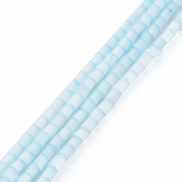 

PandaHall Glass Silk Stain Style Beads Strands, Tube, Sky Blue, 1.5~5x2mm, Hole: 0.8mm, about 185~187pcs/strand, 15.55 inch~15.75 inch...
