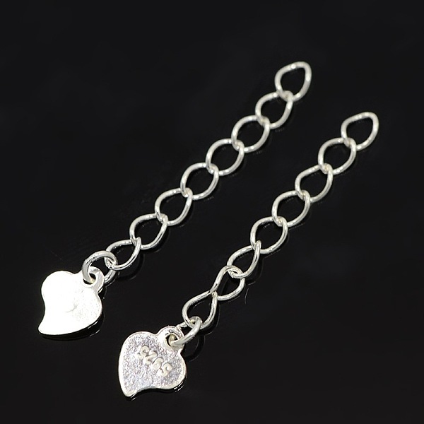

PandaHall 925 Sterling Silver Terminators, End Chain with Heart Charms, Silver, 28mm Sterling Silver