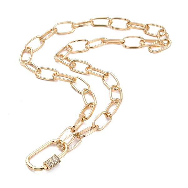 

PandaHall Pendant Necklaces, with Brass Micro Pave Cubic Zirconia Screw Carabiner Lock Charms and Aluminium Paperclip Chains, Golden, 18.03...
